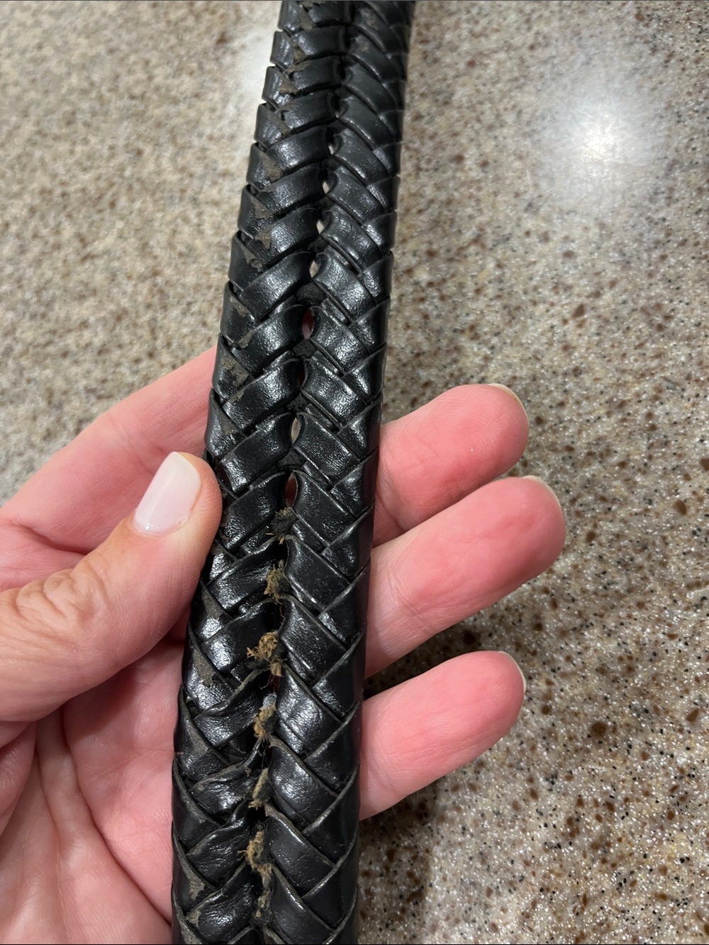 Fossil Men's Sz 36 Black Braided Leather Belt Casual Business Casual Distressed - Picture 5 of 7